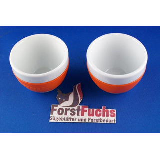 Stihl Espresso-Tassen-Set - 2 Stück - Porzellan - Weiß mit Kunststoffring in Orange