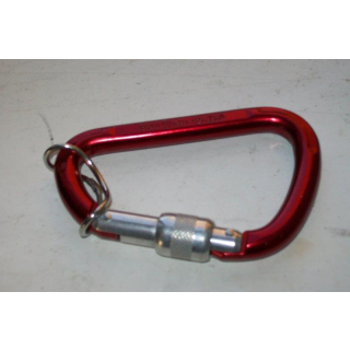 Karabiner mit Keylock - kN 26 - rot/silber